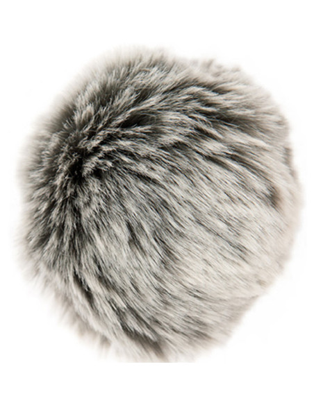Pompom imitação de pele 10 cm - Premium cinza e cru