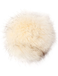 Pompom imitação de pele 10 cm - Premium creme e preto