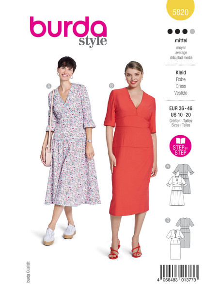 Molde de vestido - Burda 5820