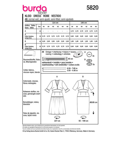 Molde de vestido - Burda 5820