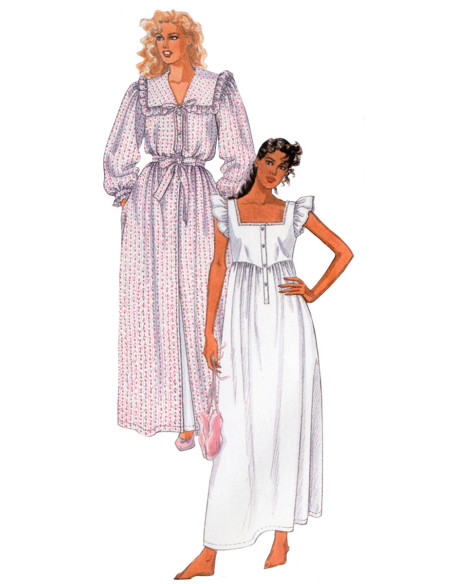 Padrão de robe, cinto para amarrar e camisa de dormir - McCall's 8381