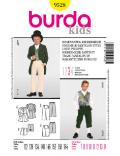 Padrão de conjunto de calça estilo Louis Philippe - Burda 9528