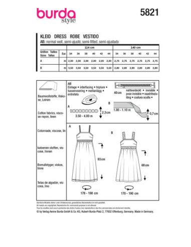 Molde de vestido - Burda 5821