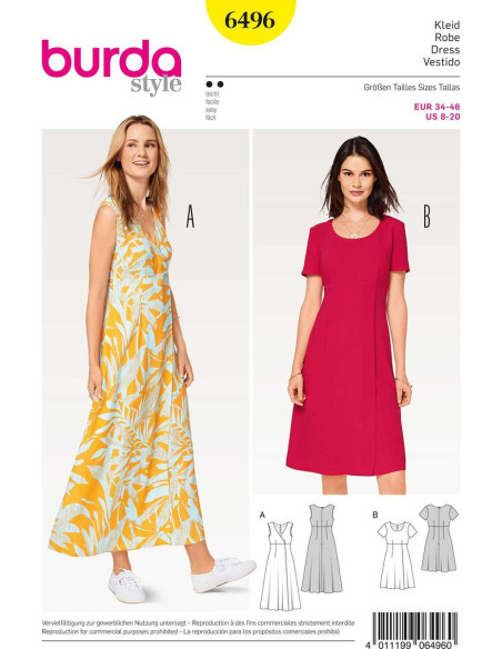 Molde de vestido - Burda 6496