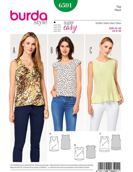 Molde de blusa - Burda 6501