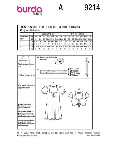 Molde de vestido e top - Burda 9214