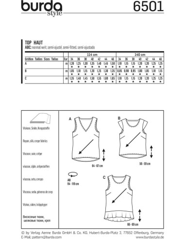 Molde de blusa - Burda 6501