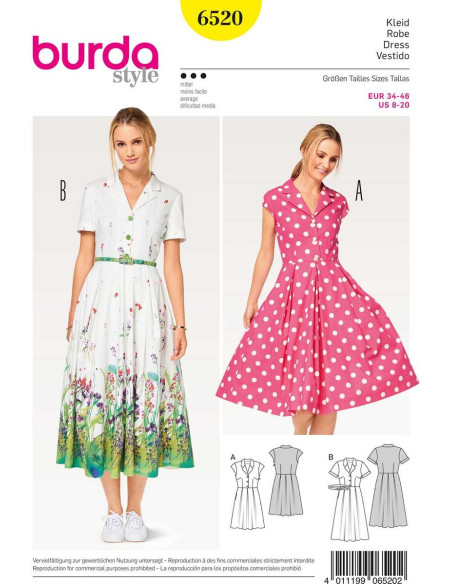 Molde de vestido - Burda 6520