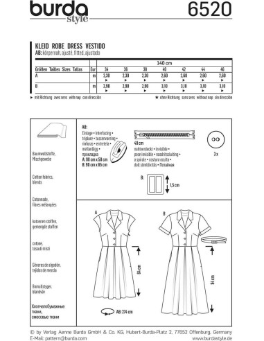 Molde de vestido - Burda 6520