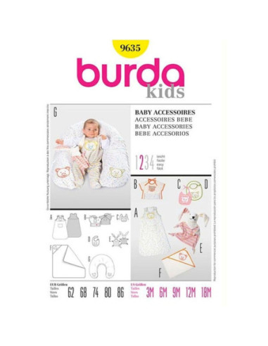 Molde de acessórios para bebê - Burda 9635