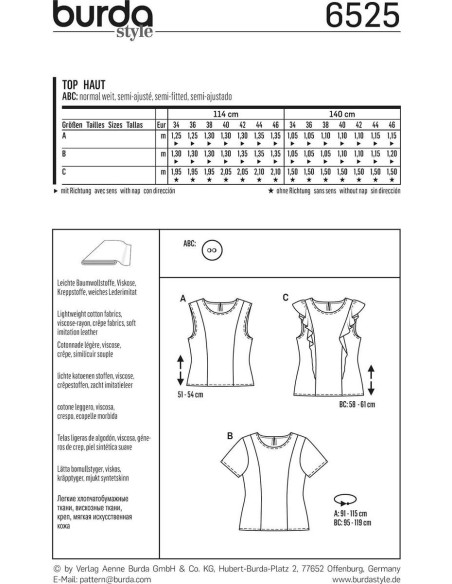 Molde de blusa - Burda 6525