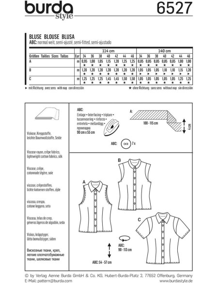 Molde de blusa - Burda 6527