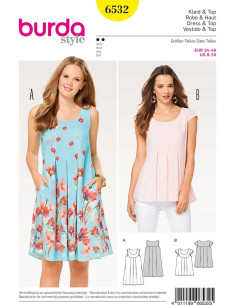 Molde de vestido e blusa - Burda 6532