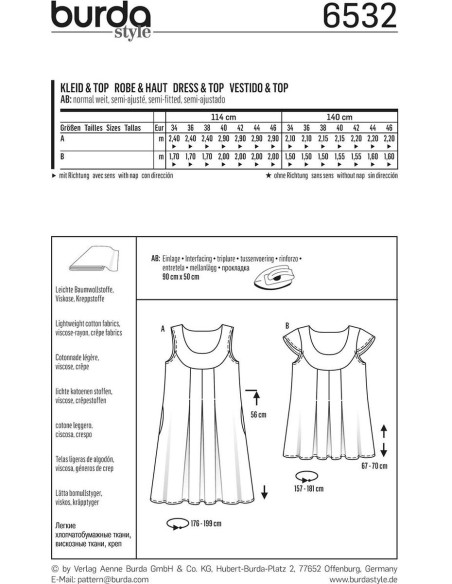 Molde de vestido e blusa - Burda 6532