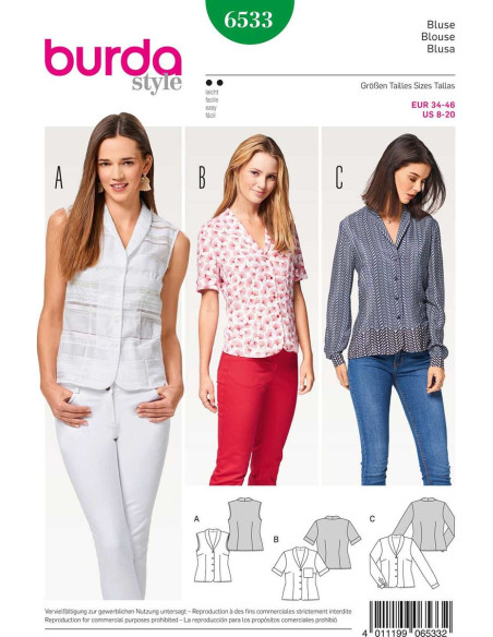 Molde de blusa - Burda 6533