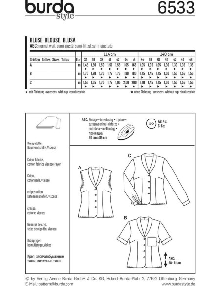Molde de blusa - Burda 6533