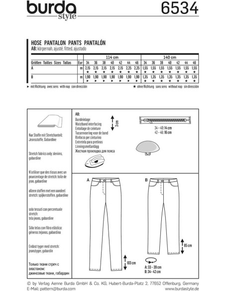 Molde de calça - Burda 6534