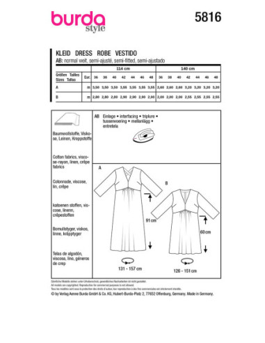 Molde de vestido - Burda 5816