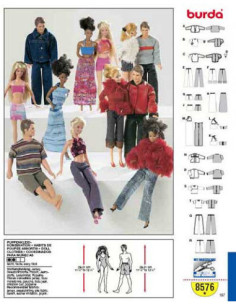 Molde de roupas para bonecas Barbie - Burda 8576