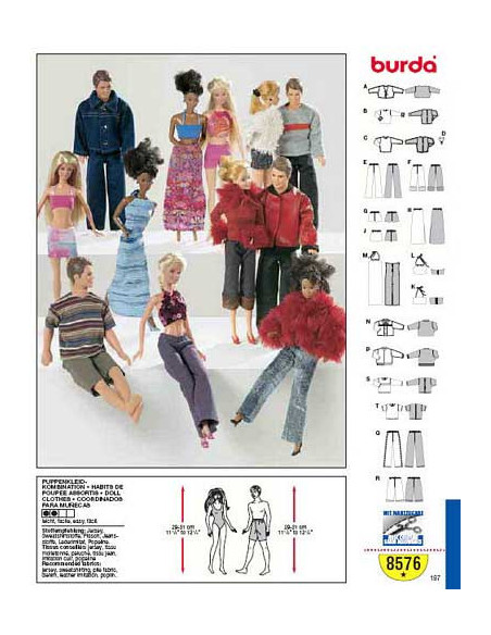 Molde de roupas para bonecas Barbie - Burda 8576