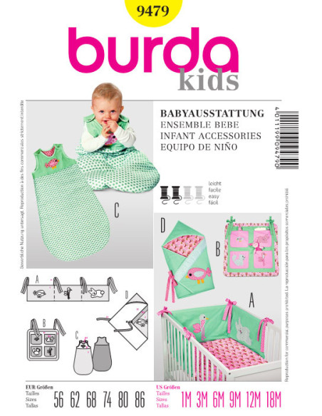 Molde de conjunto para bebê - Burda 9479.