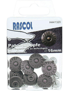 Caixa de 8 botões jeans 16mm Rascol - Prata fosca