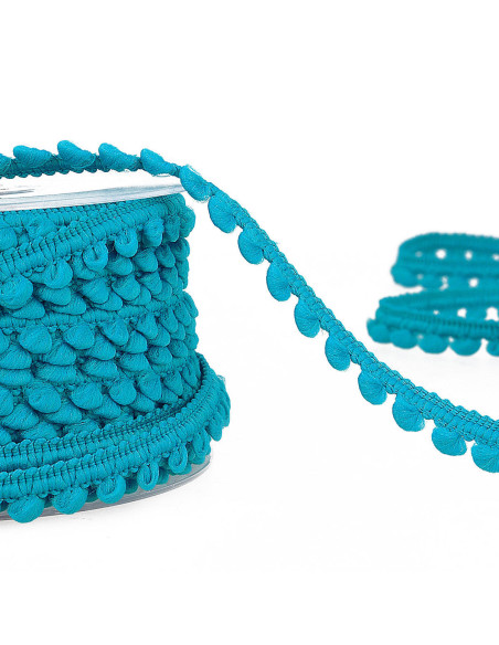 Galão mini pompons - Azul turquesa