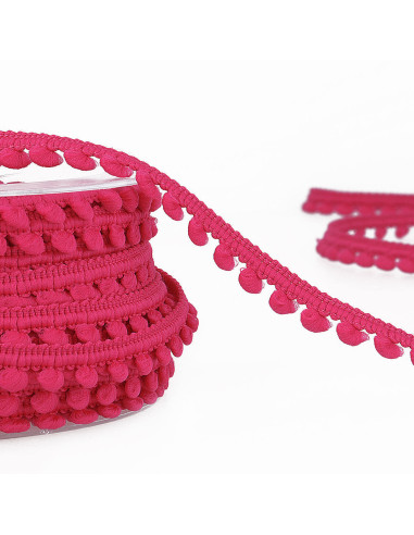 Galão mini pompons - Fúcsia
