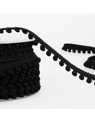 Galão mini pompons - Preto