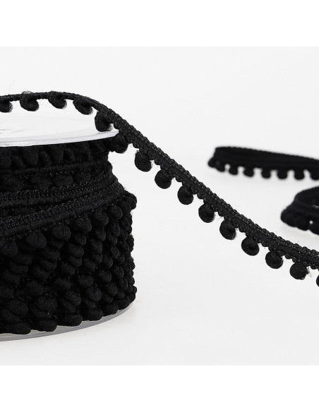 Galão mini pompons - Preto