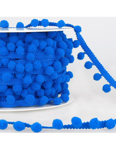 Galão com grandes pompons - Azul royal