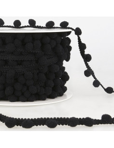 Galão com grandes pompons - Preto