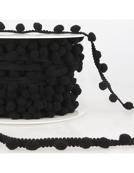 Galão com grandes pompons - Preto