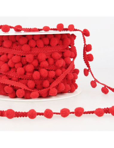Galão com grandes pompons - Vermelho
