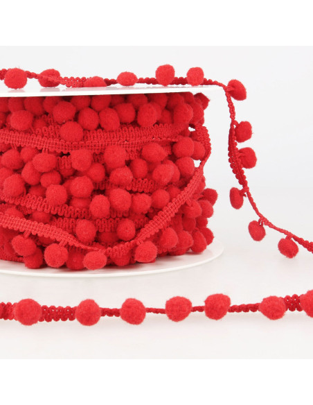 Galão com grandes pompons - Vermelho