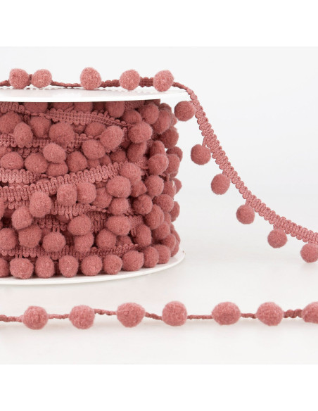 Galão com grandes pompons - Rosa velho