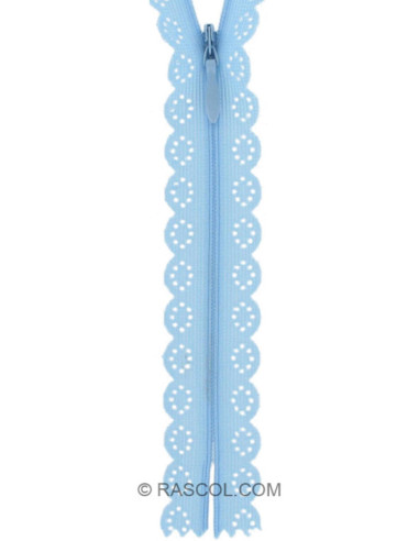 Fecho invisível Renda - Azul bebê