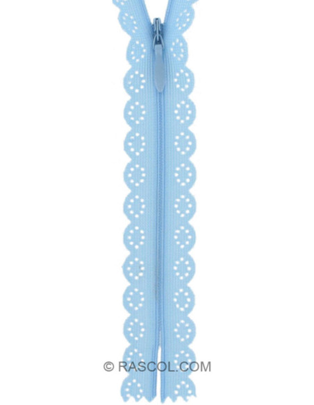 Fecho invisível Renda - Azul bebê