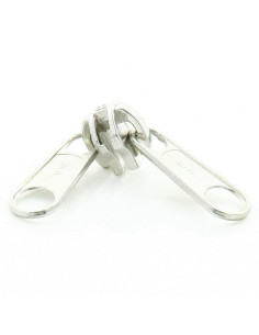 Cursor duplo para fecho sintético de malha grossa 9 mm - Prata