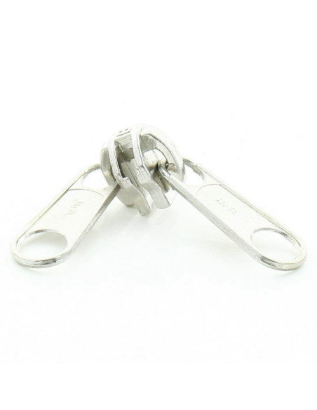 Cursor duplo para fecho sintético de malha grossa 9 mm - Prata