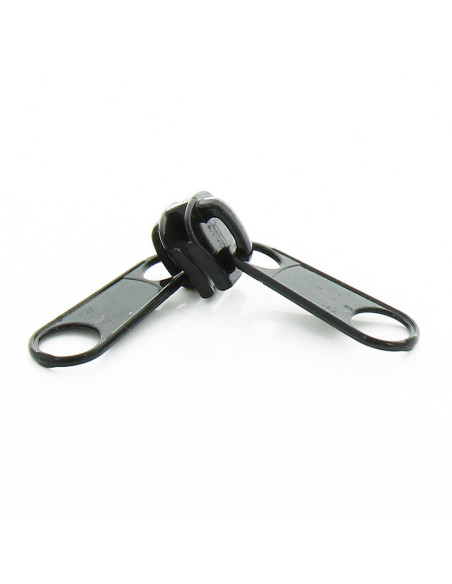 Cursor duplo para fecho sintético de malha grossa 9 mm - Preto