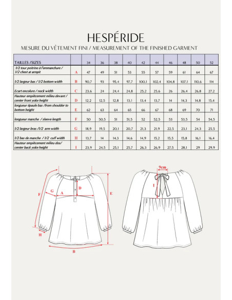 Molde de blusa Hespéride - Maison Fauve