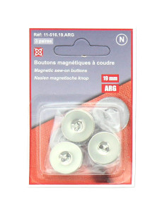 Conjunto de 3 botões magnéticos para costurar - Prata
