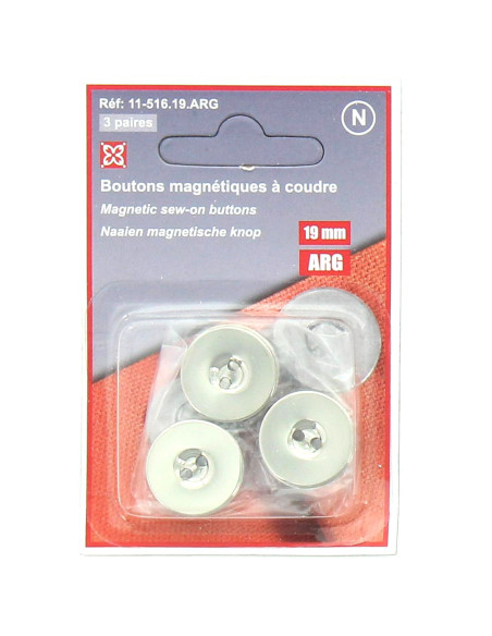 Conjunto de 3 botões magnéticos para costurar - Prata