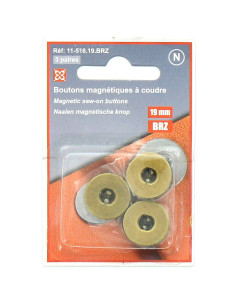 Conjunto de 3 botões magnéticos para costurar - Bronze