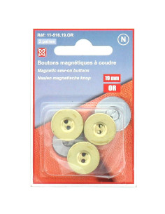 Conjunto de 3 botões magnéticos para costurar - Ouro