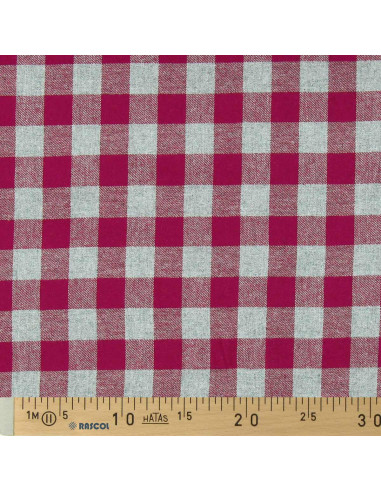 Tecido flanela xadrez grande - Vermelho e cinza