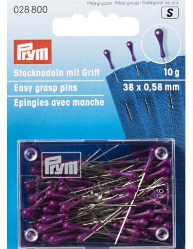 Alfinetes com cabo roxo