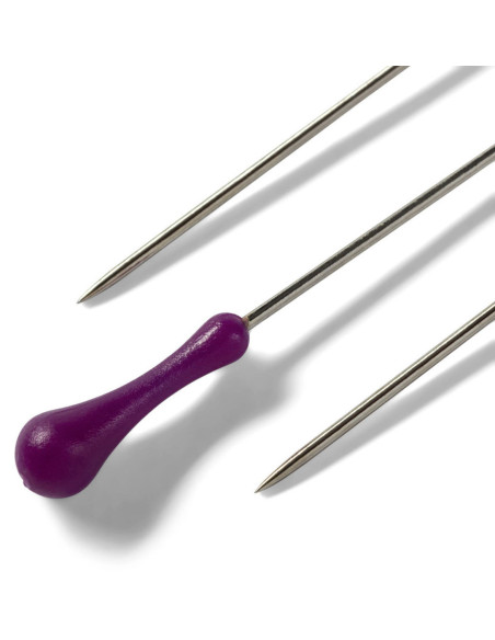 Alfinetes com cabo roxo