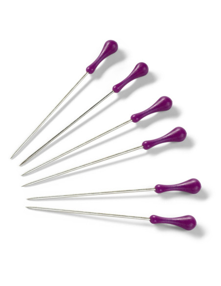 Alfinetes com cabo roxo